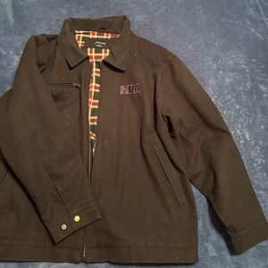 BURK’S BAY Bomber Jacket Men’s 2XL NRA Logo Flannel Lined Duck Canvas Black